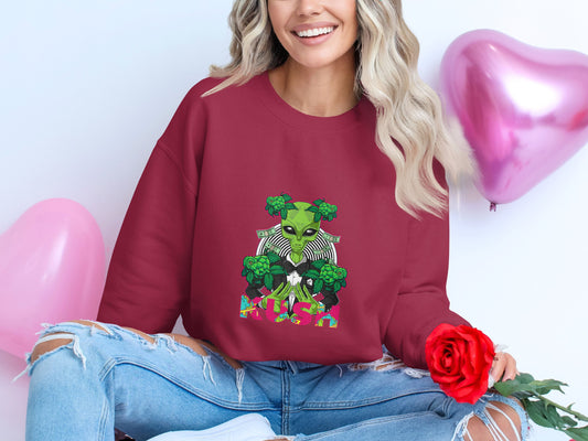 Alien Holding Shamrocks Graphic Sweatshirt product