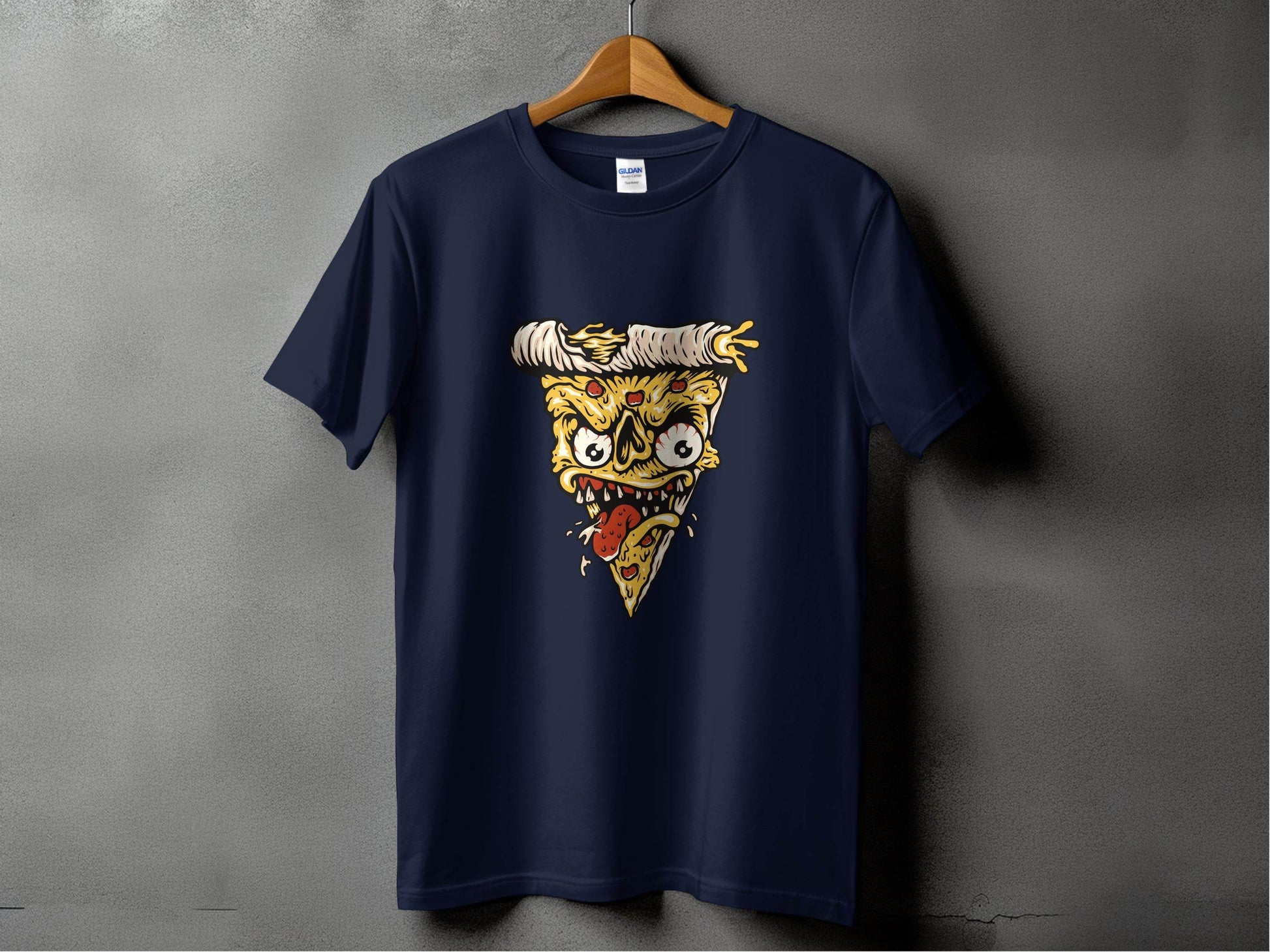 Creepy Pizza Slice with Evil Face Graphic Print T-Shirt - Design & Vybe