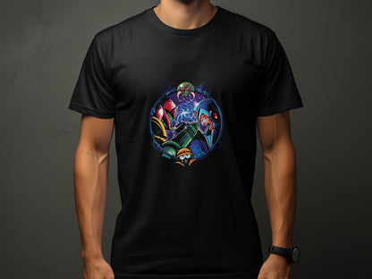 Metroid Meets Mega Man Character Design in Space T-Shirt - Design & Vybe