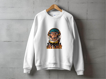 Social District Monkey with Headphones Design Sweater - Design & Vybe