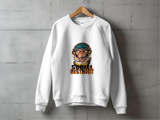 Social District Monkey with Headphones Design Sweater - Design & Vybe