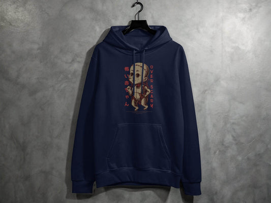 Scary Doll with Japanese Text Design Trendy Over Scary Hoodie - Design & Vybe