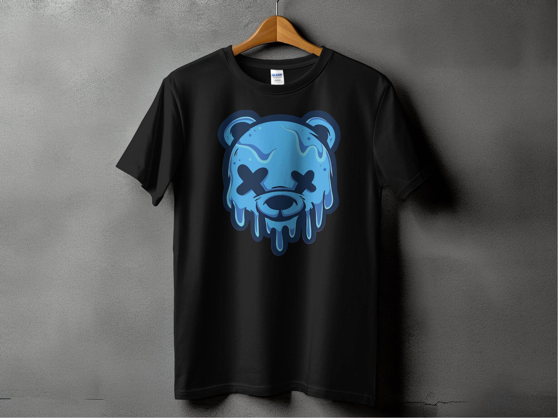 Cool Blue Graffiti Melting Dead Mad Bear Graphic T-Shirt - Design & Vybe