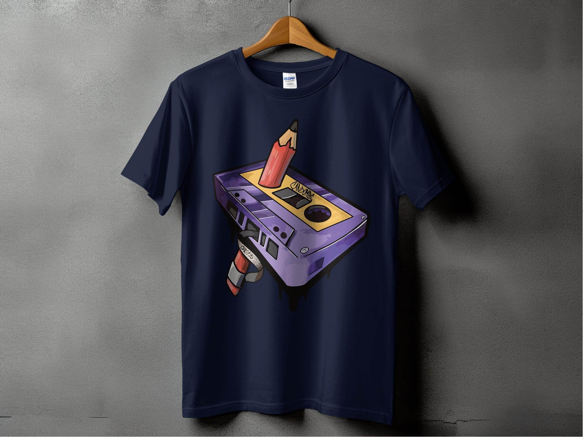 Retro Cassette Pencil Graphic Tee Shirt product type