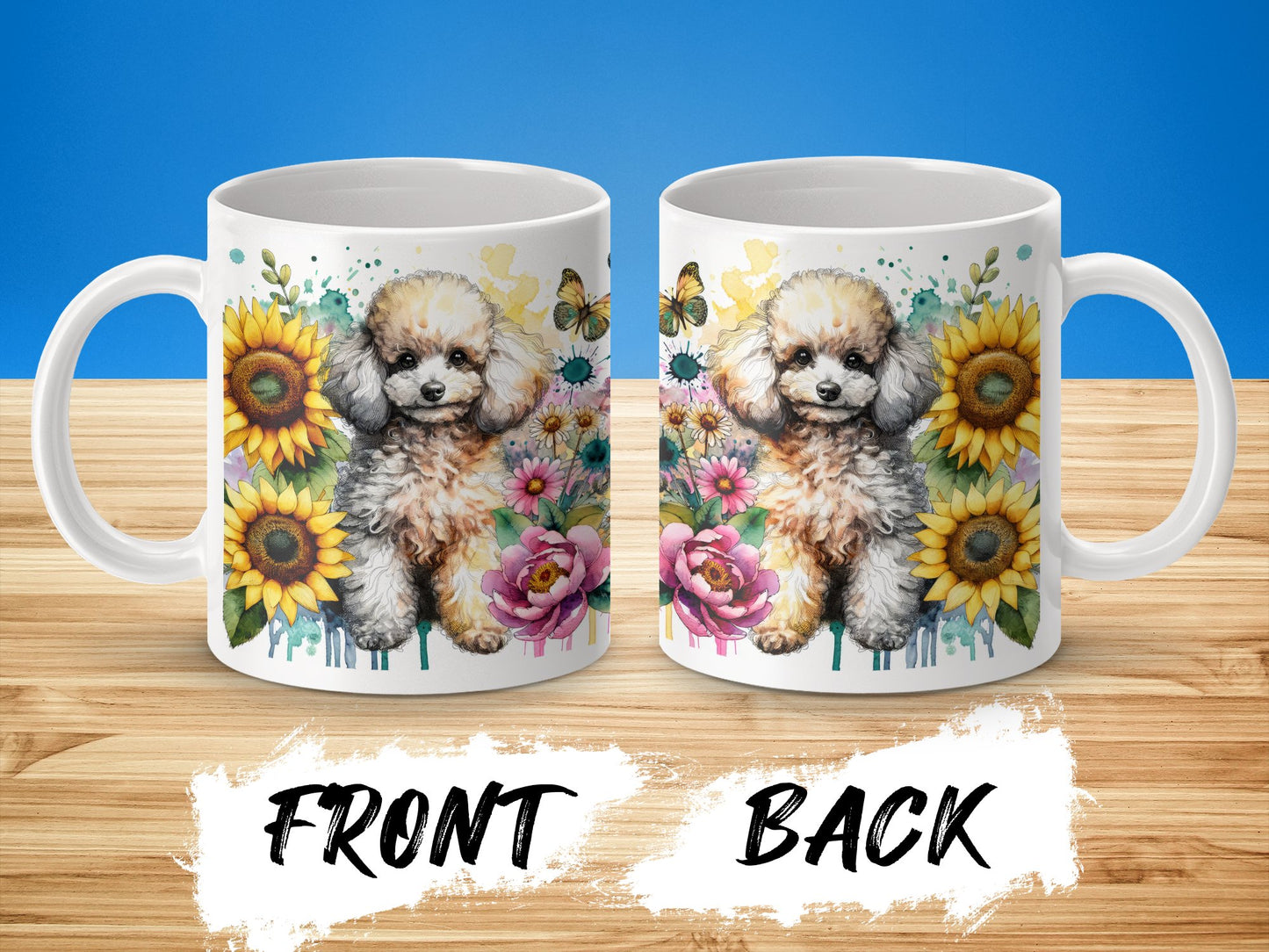 Cute Puppy With Sunflowers And Butterflies Mug product type