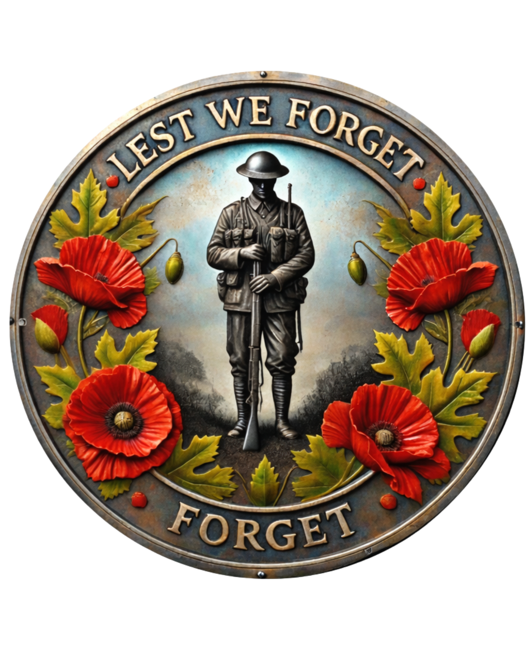 Lest We Forget Emblem Soldier - Metal Decor