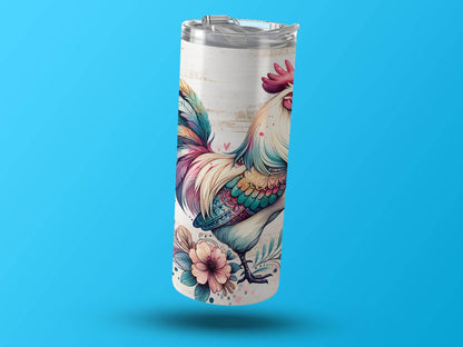Artistic Rooster Floral Accented Design Great for Spring Tumbler - Design & Vybe