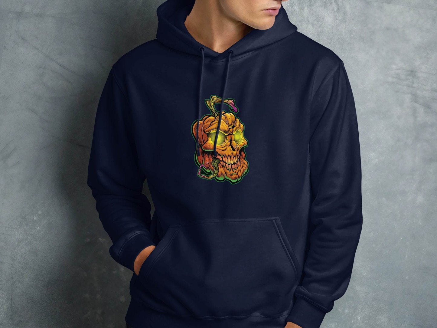 Glowing Eye Spooky Scary Pumpkin Skull Halloween Hoodie - Design & Vybe