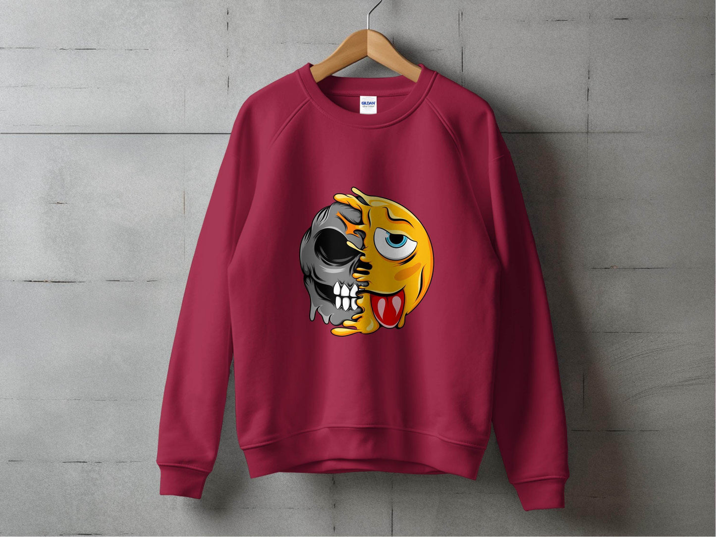 Edgy Skull and Funny Face Duality Creative Smiley Sweater - Design & Vybe