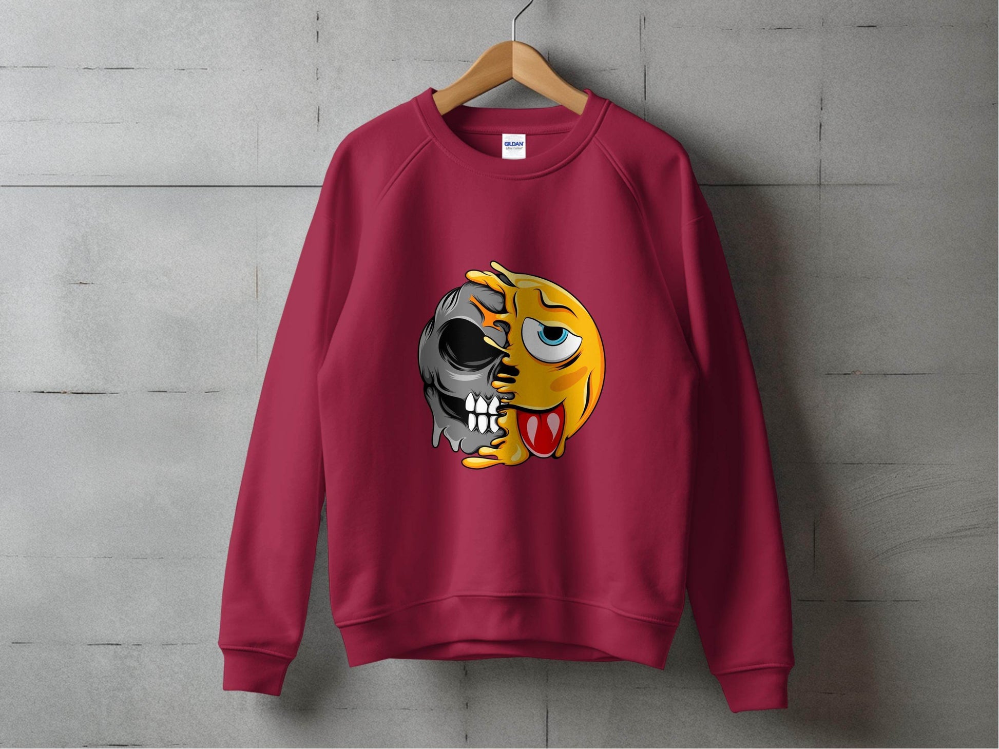 Edgy Skull and Funny Face Duality Creative Smiley Sweater - Design & Vybe