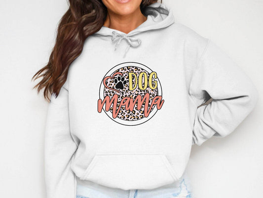 Dog Mama Paw Print On Leopard Print Background Hoodie - Design & Vybe