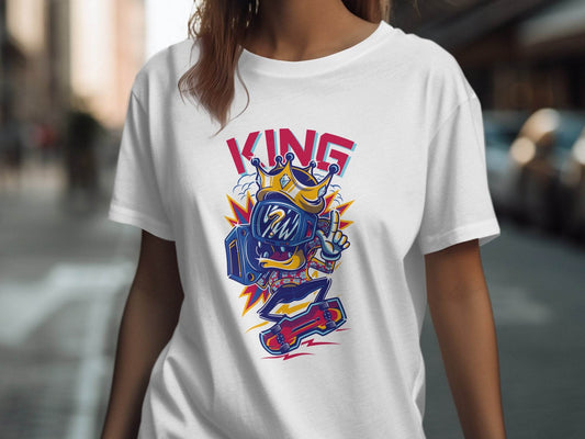 King Skater With Question Mark Head Retro Design T-Shirt - Design & Vybe