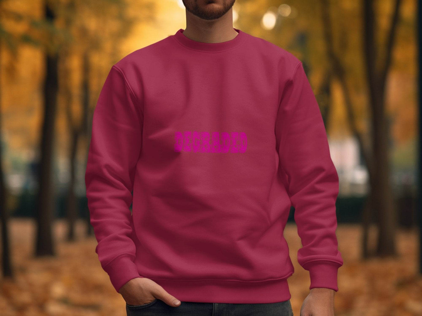 Magenta DEGRADED Word Graphic Stylish Sweater - Design & Vybe