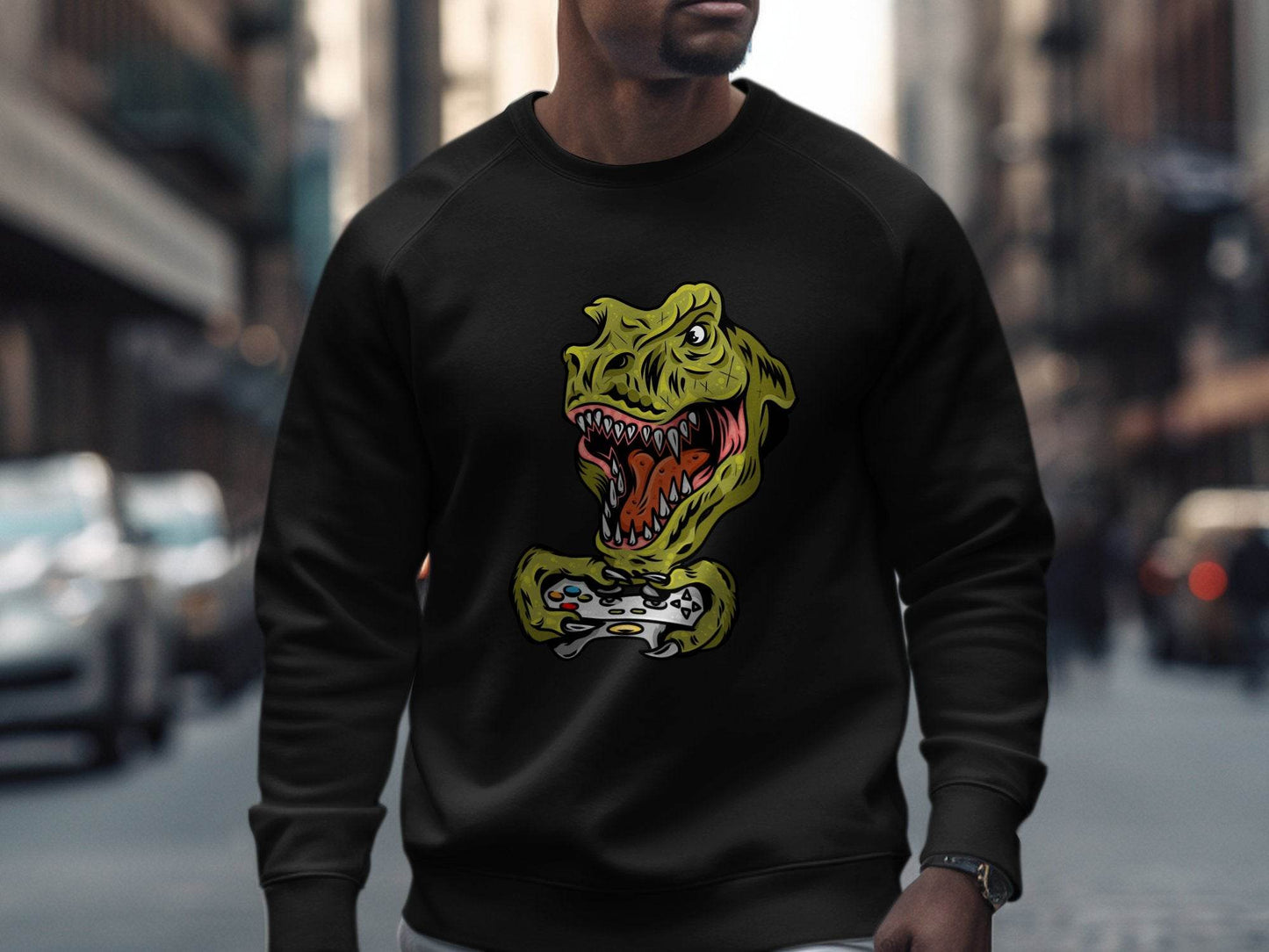 Dinosaur Gaming Graphic Design Sweater - Design & Vybe