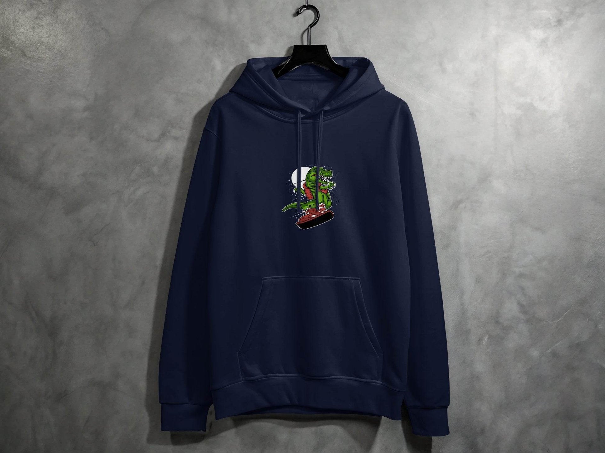 Dinosaur On a Snowboard Cartoon Graphic Style Hoodie - Design & Vybe