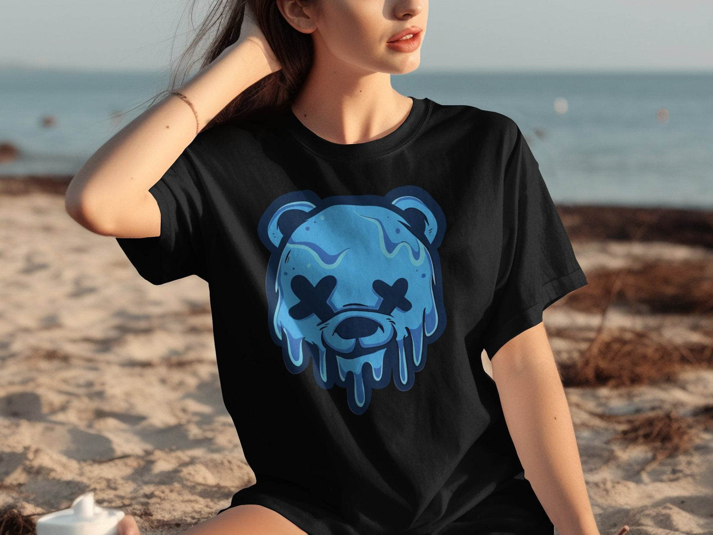 Cool Blue Graffiti Melting Dead Mad Bear Graphic T-Shirt - Design & Vybe