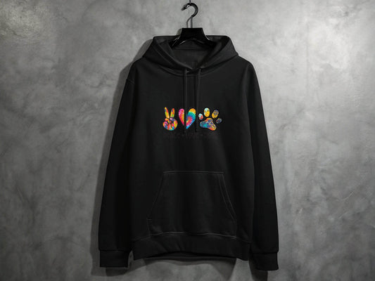 Peace Love Dogs Colorful Design Graphic Animal Lover Hoodie - Design & Vybe