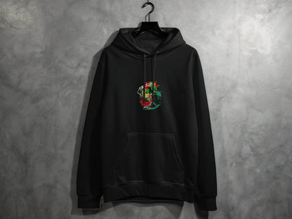 Dragon Tattoo Design with Flower Illustration Graphic Hoodie - Design & Vybe