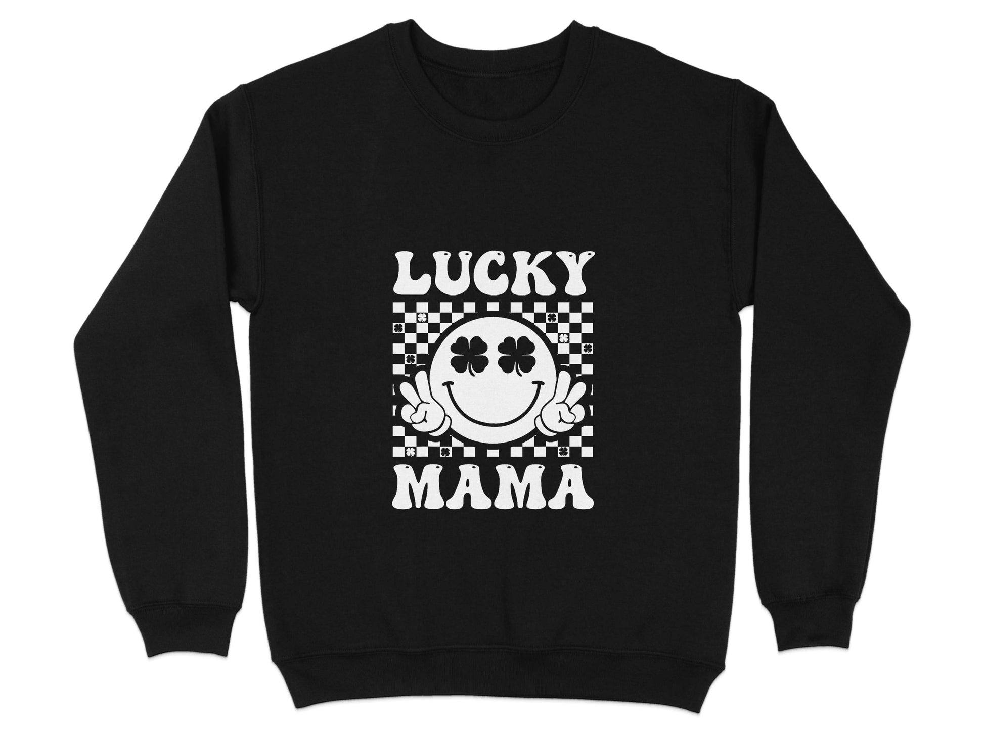 Lucky Mama St Patricks Day Design Smiley Face Sweater - Design & Vybe