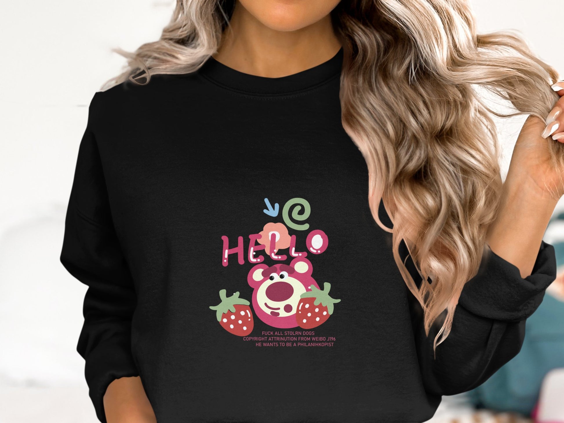Hello Bear Graphic Print Long Sleeve Shirt product