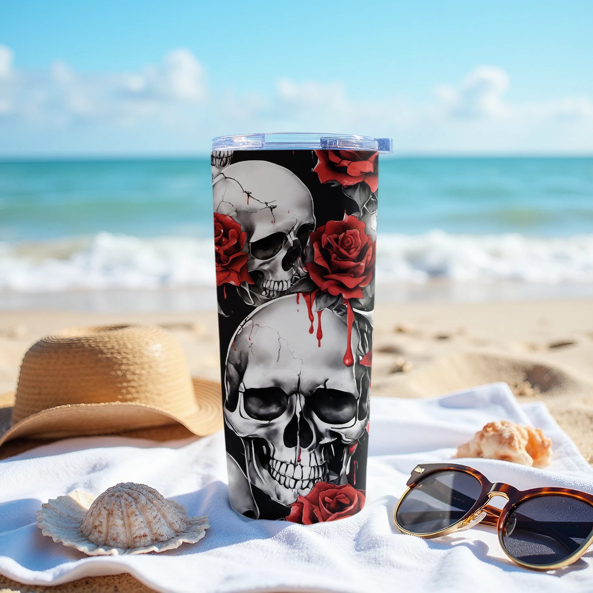 Skull and Roses Beach Design Tumbler product type