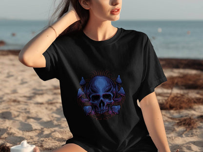 Skull and Mushroom Design Graphic T-Shirt - Design & Vybe