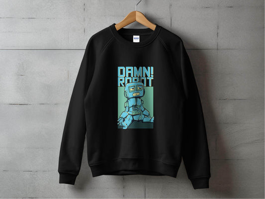 DAMN! Sad Robot Art With Greenish Backdrop Design Sweater - Design & Vybe