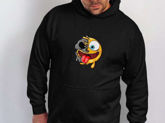 Skull And Emoji Face Combination Funky Design Hoodie - Design & Vybe