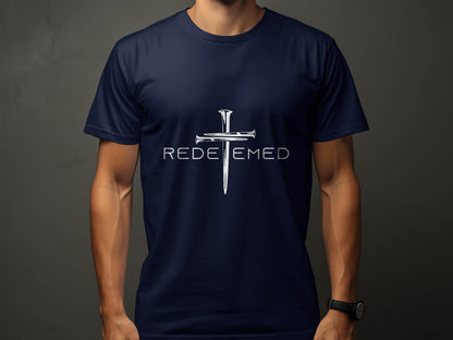 Redeemed Nails Cross Design Christian Faith Graphic T-Shirt - Design & Vybe