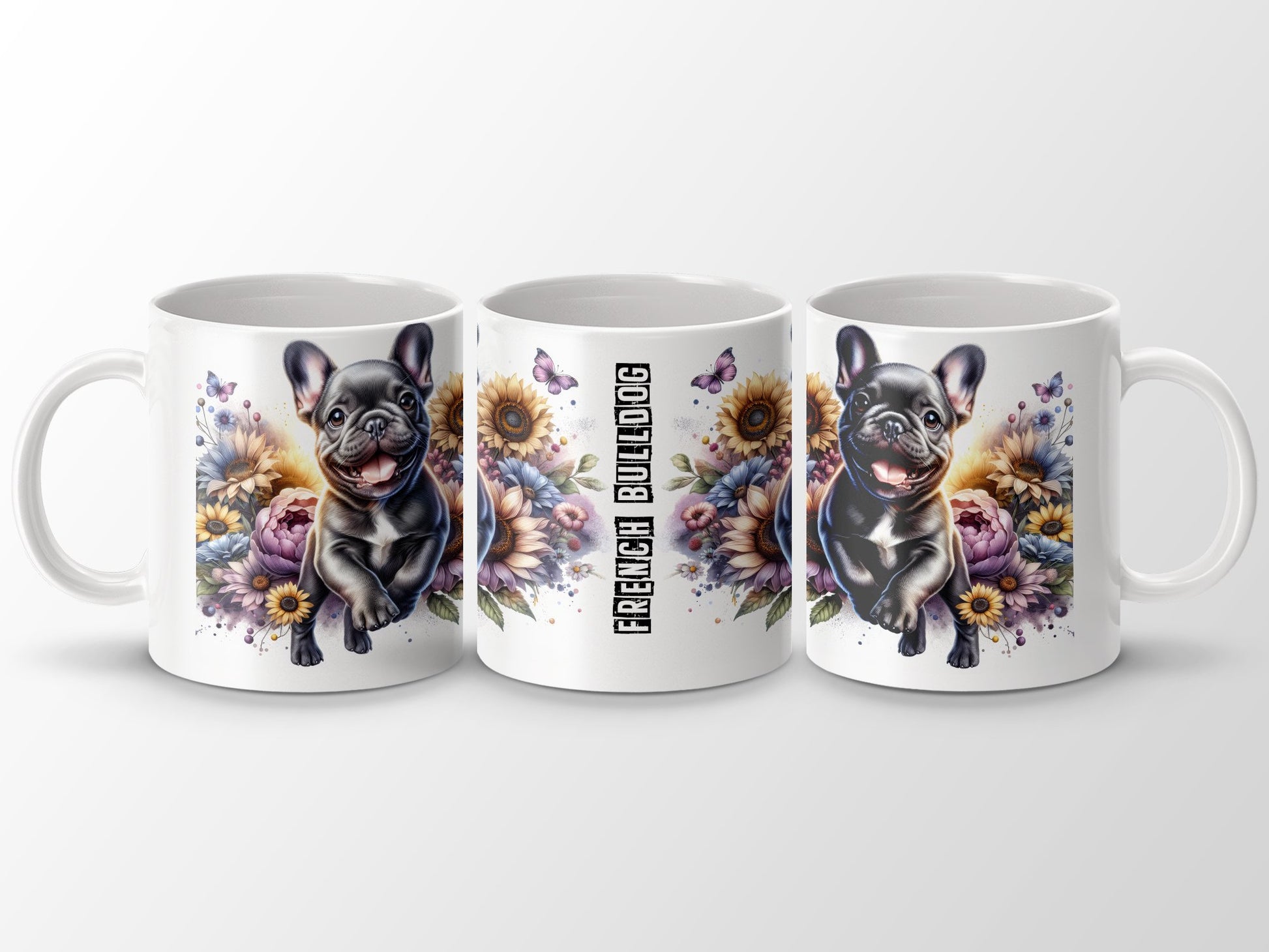 Adorable French Bulldog With Flowers Mug product type