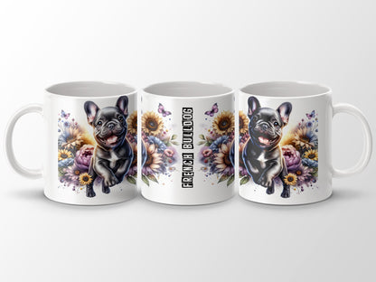 Adorable French Bulldog With Flowers Mug product type