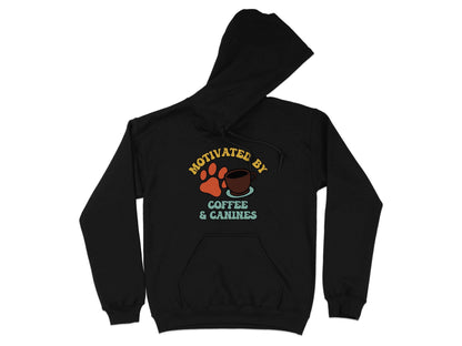 Motivated By Coffee Canines Graphic Art Novelty Hoodie - Design & Vybe