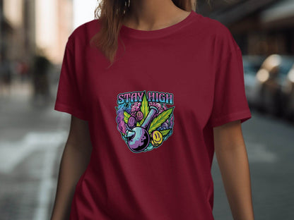 Stay High Graphic Weed Marijuana Cannabis Flower T-Shirt - Design & Vybe