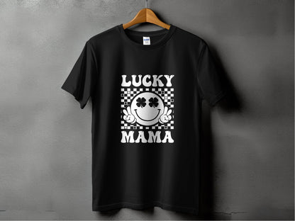 Lucky Mama St Patricks Day Design Smiley Face T-Shirt - Design & Vybe