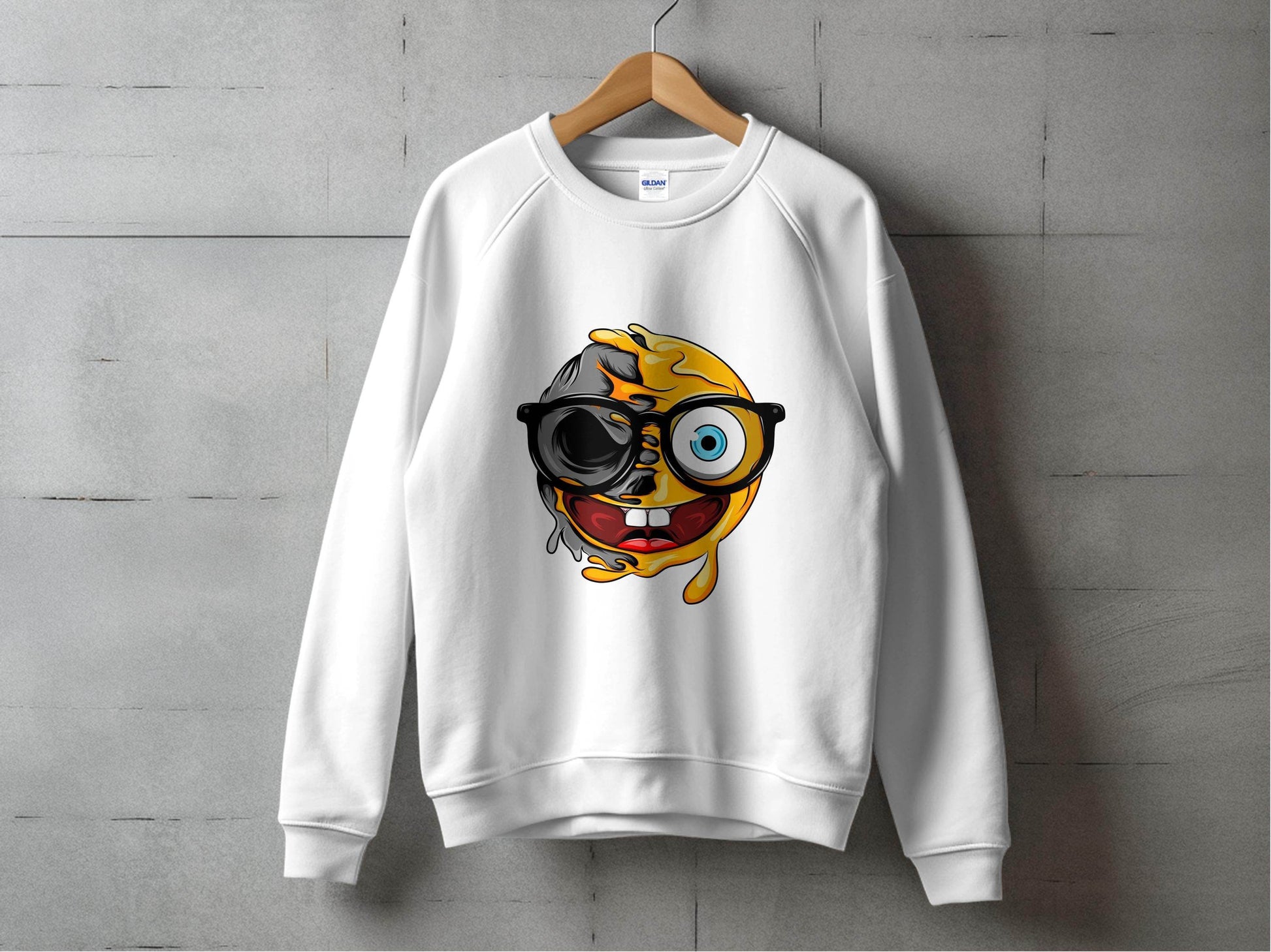 Quirky Smiley Face with Glasses Graphic Sweater - Design & Vybe