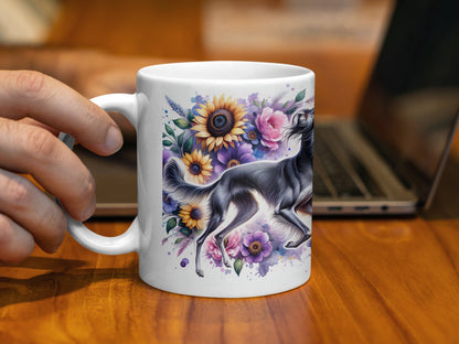 Colorful Floral Greyhound Coffee Mug Customizable product