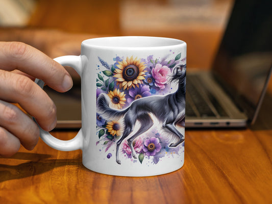 Colorful Floral Greyhound Coffee Mug Customizable product