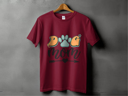 Dog Mom Retro Design Flower And Heart Arrow Graphic T-Shirt - Design & Vybe