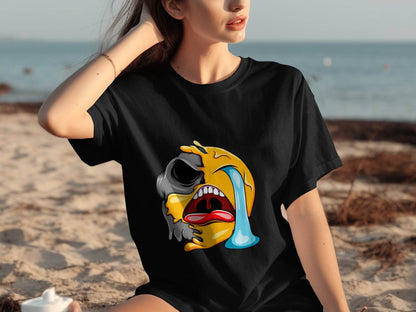 Melting Emoji Face Smiley Design Graphic T-Shirt - Design & Vybe