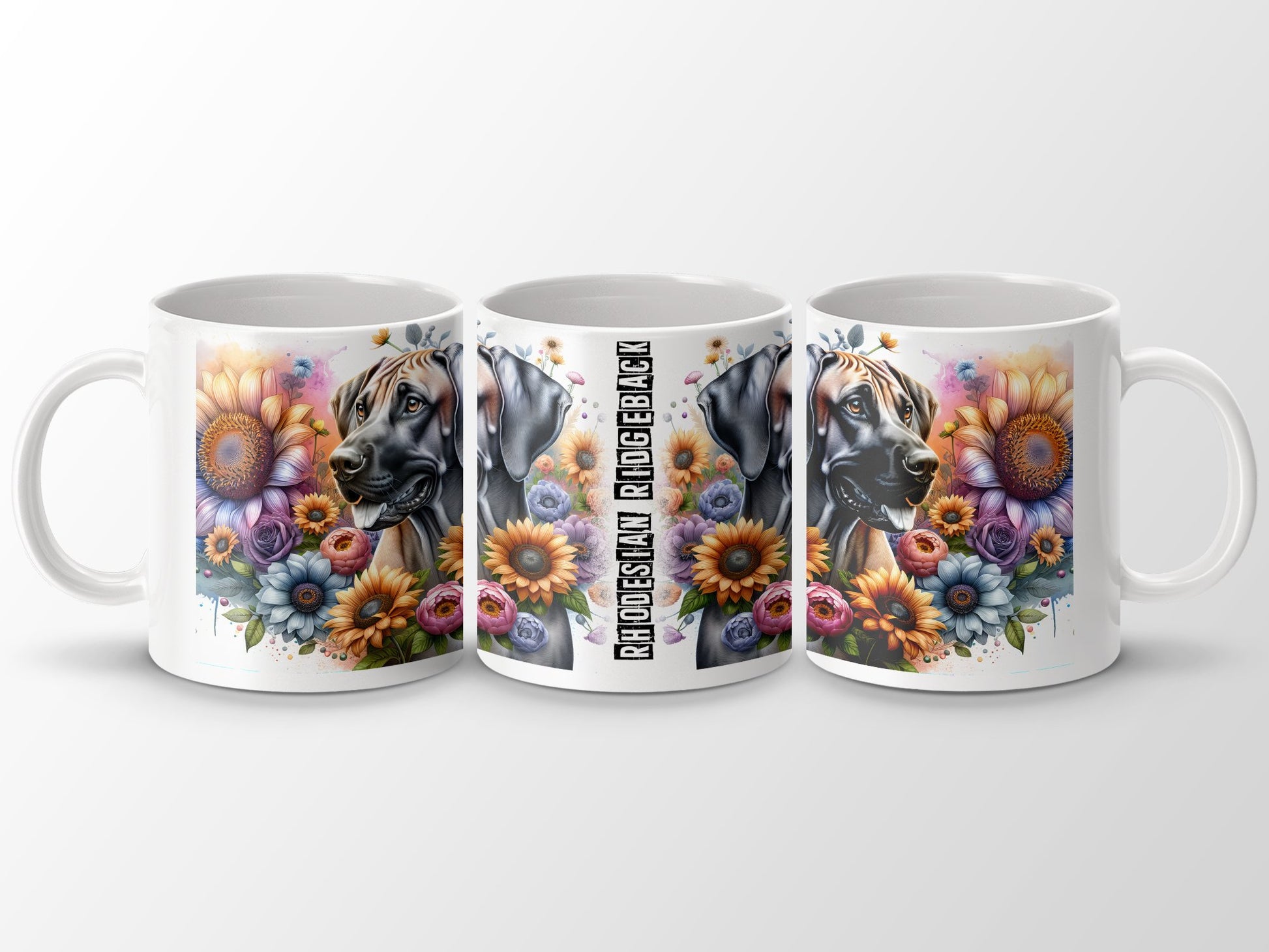 Beautiful Colorful Rhodesian Ridgeback Floral Mug product