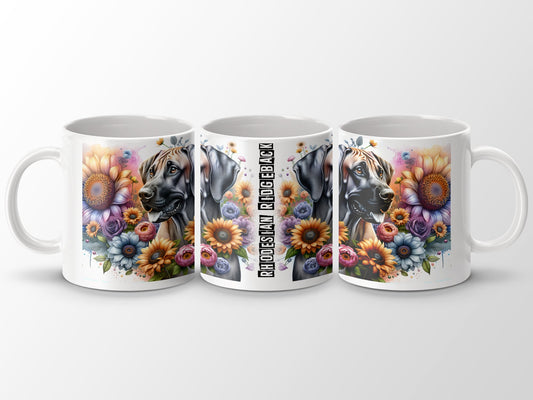 Beautiful Colorful Rhodesian Ridgeback Floral Mug product