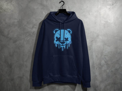 Cool Blue Graffiti Melting Dead Mad Bear Graphic Hoodie - Design & Vybe