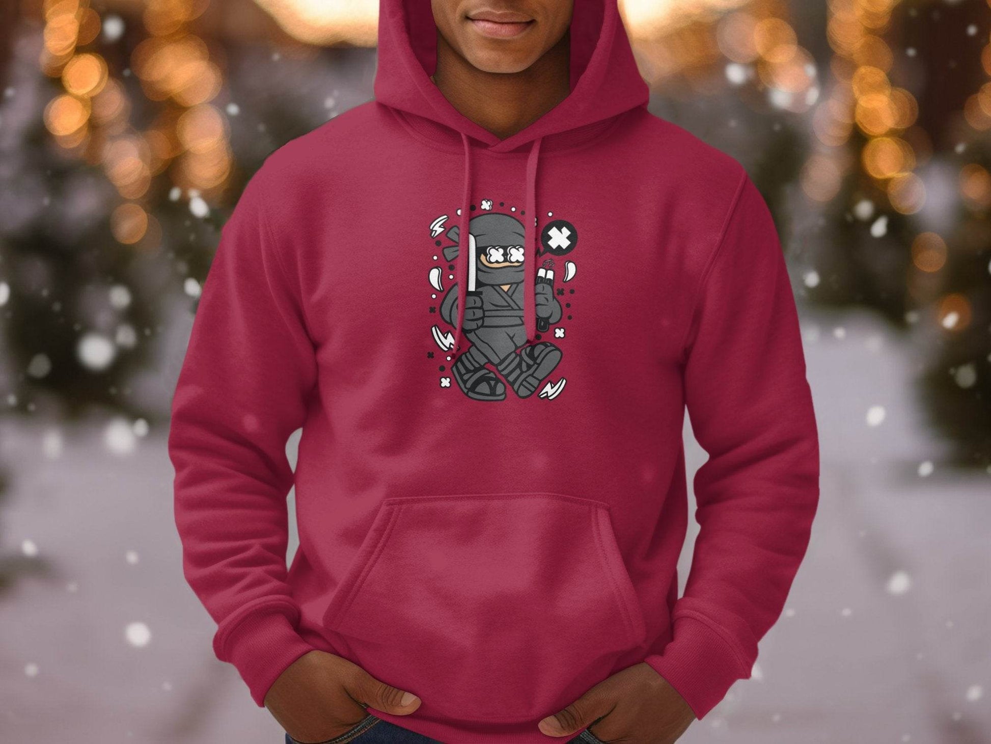 Ninja Cartoon Character with Nunchucks Graphic Hoodie - Design & Vybe