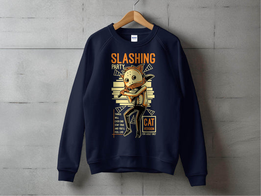 Slashing Party Cat Version for Adult Only Graphic Sweater - Design & Vybe