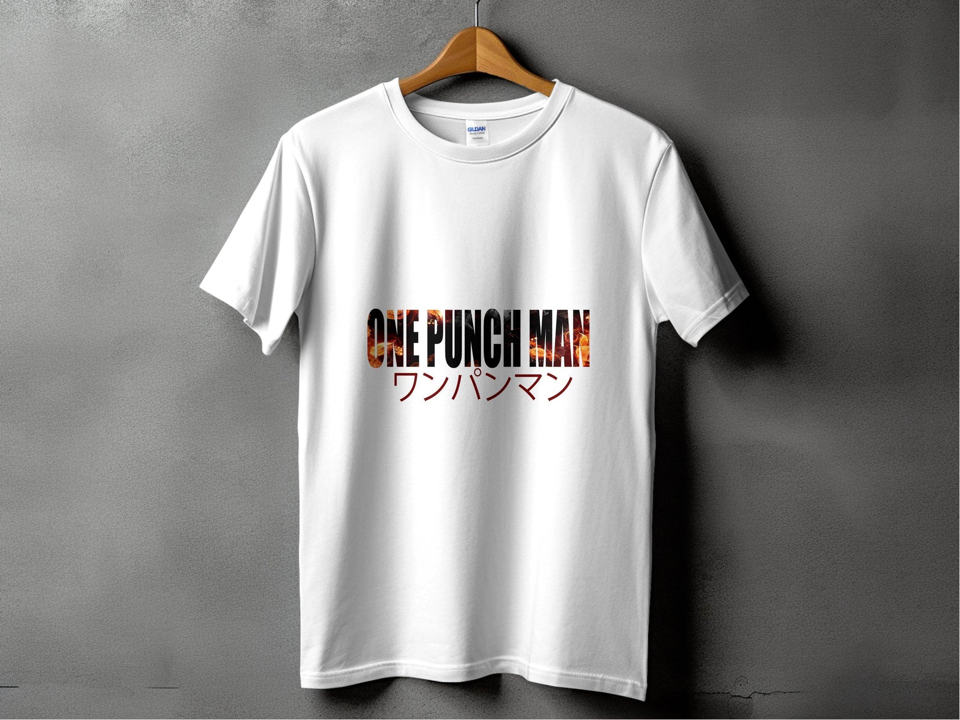 One Punch Man Design With Fire Background Novelty T-Shirt - Design & Vybe