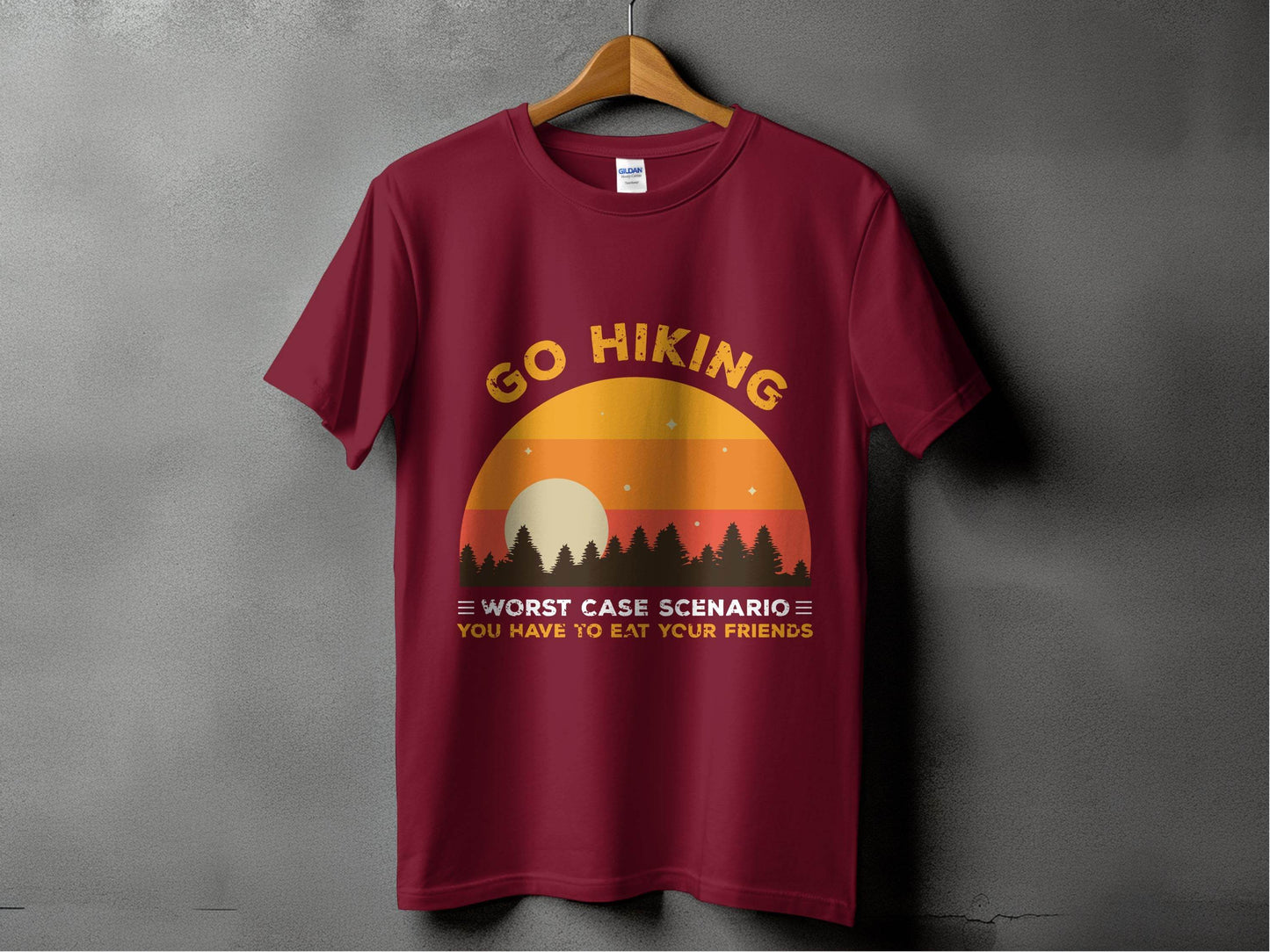 Go Hiking You Have To Eat Your Friends Sunset Design T-Shirt - Design & Vybe