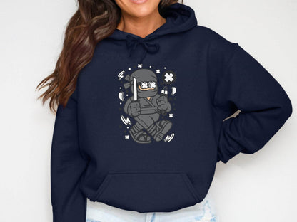 Ninja Cartoon Character with Nunchucks Graphic Hoodie - Design & Vybe