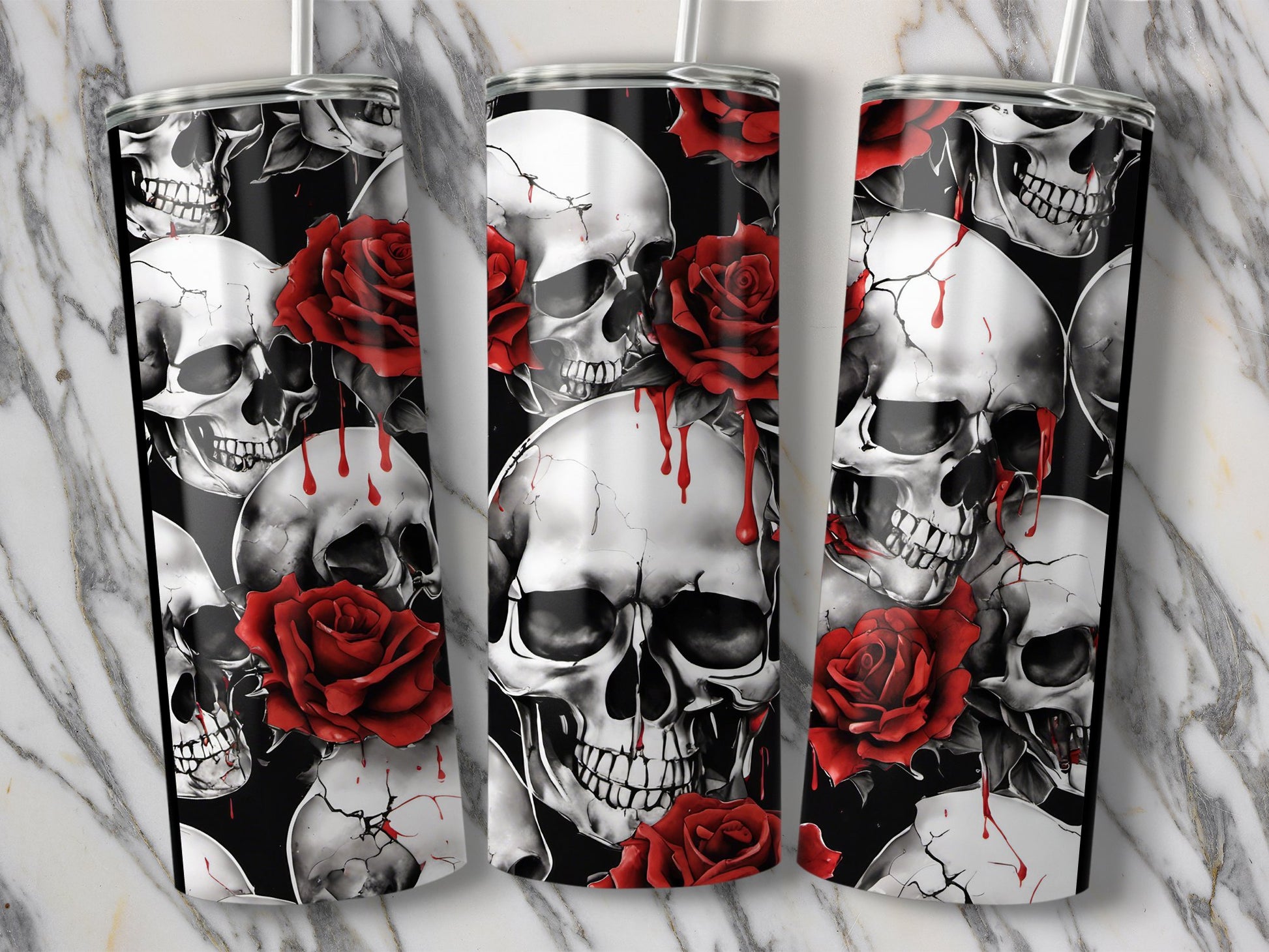 Skull and Red Rose Design Tumbler product type