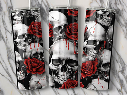 Skull and Red Rose Design Tumbler product type