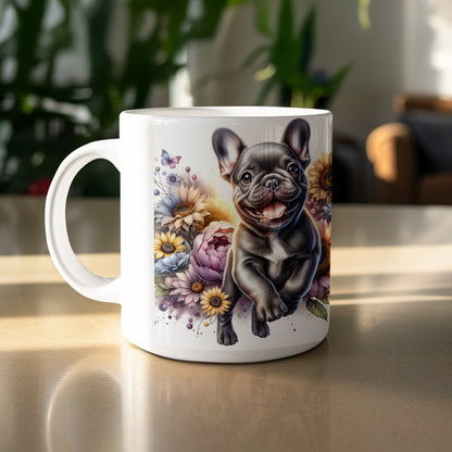 French Bulldog with Floral Background Coffee Mug product